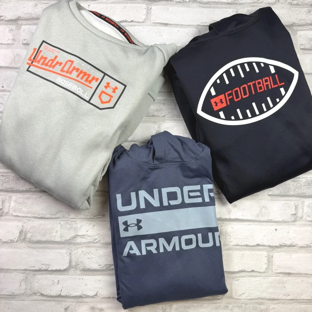 Under Armour Hoodie Lot Boys YXL Blue Black Gray Baseball Football EUC